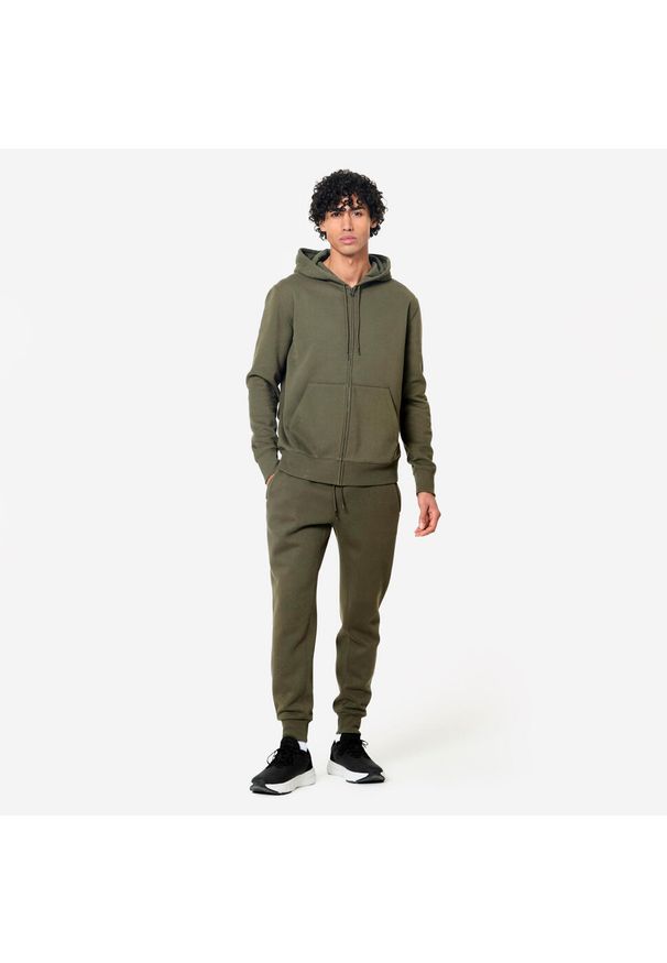 DOMYOS - Bluza z kapturem męska Domyos Gym & Pilates. Typ kołnierza: kaptur. Kolor: wielokolorowy, zielony, brązowy. Materiał: materiał. Sport: joga i pilates