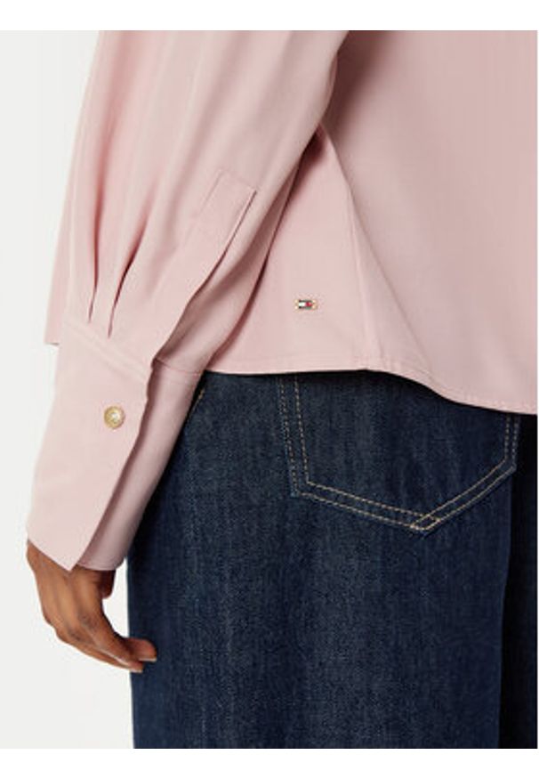 TOMMY HILFIGER - Tommy Hilfiger Bluzka WW0WW44049 Różowy Relaxed Fit. Kolor: różowy. Materiał: wiskoza