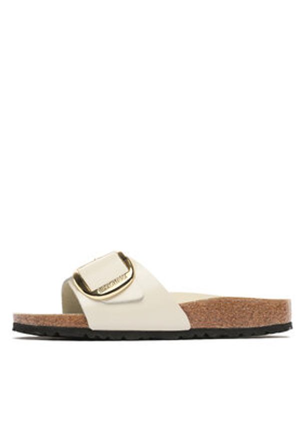 Birkenstock Klapki Madrid Big Buckle 1025298 Beżowy. Kolor: beżowy. Materiał: lakier, skóra
