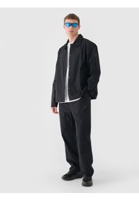 4f - 4F Kurtka przejściowa koszulowa męska - czarna 3XL. Okazja: na co dzień. Kolor: czarny. Materiał: bawełna. Styl: klasyczny, sportowy, casual