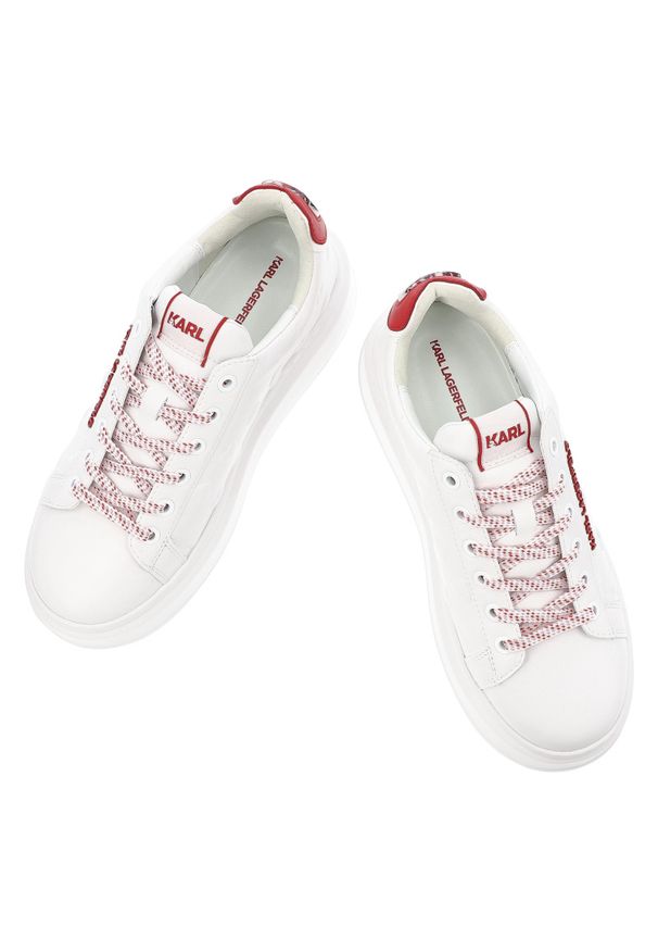Białe Sneakersy Karl Lagerfeld Eleganckie Obuwie Damskie. Okazja: na co dzień. Zapięcie: sznurówki. Kolor: biały. Materiał: skóra. Styl: elegancki