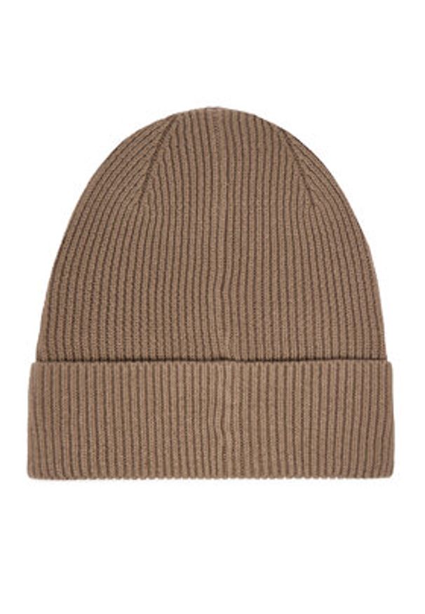 Calvin Klein Czapka Embroidered Rib Cotton Beanie LV04F8097G Beżowy. Kolor: beżowy. Materiał: bawełna