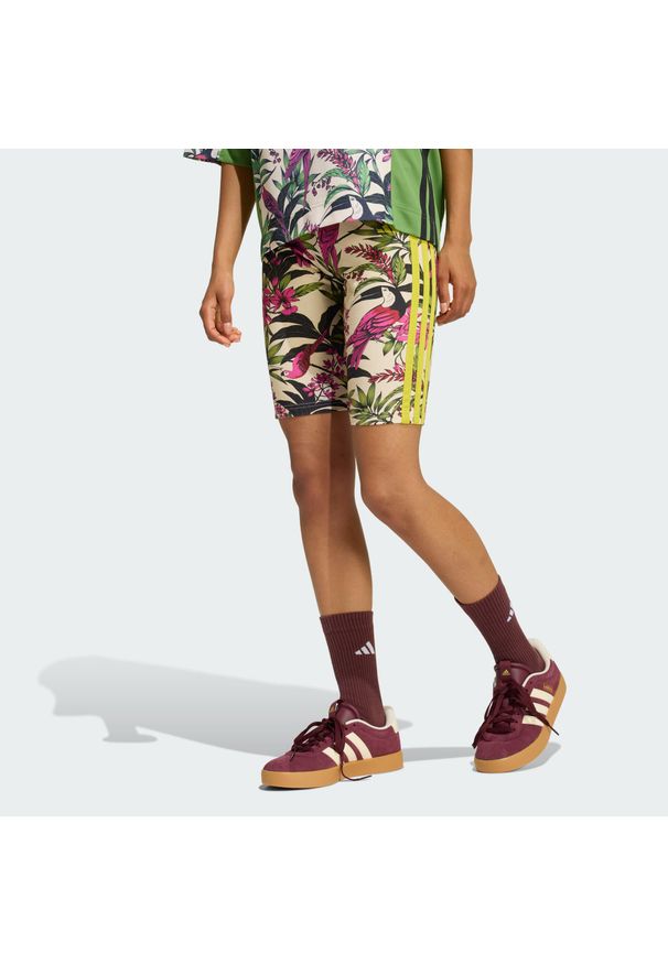 Adidas - SPODENKI ROWEROWE ADIDAS x FARM RIO. Kolor: różowy, zielony, biały, wielokolorowy. Sport: fitness