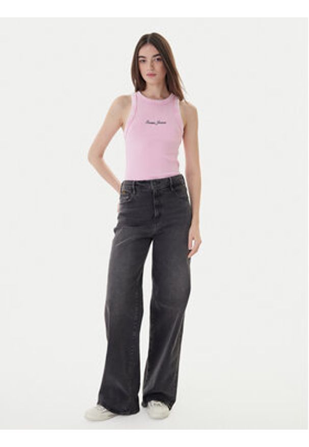 Guess Jeans Top W6RP23 KA0H1 Różowy Classic Fit. Kolor: różowy. Materiał: bawełna