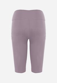 Renee - Jasnofioletowe Szorty Bikery High Waist z Wyszczuplającym Pasem Briarrose. Okazja: na co dzień. Stan: podwyższony. Kolor: fioletowy. Materiał: len. Styl: casual, sportowy #8