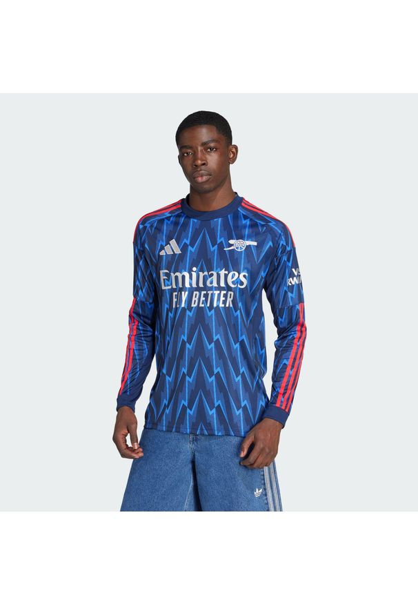 Adidas - Koszulka wyjazdowa z długim rękawem Arsenal 25/26. Kolor: szary, niebieski, wielokolorowy. Długość rękawa: długi rękaw. Długość: długie. Sport: piłka nożna