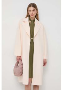 Elisabetta Franchi płaszcz wełniany kolor różowy przejściowy. Kolor: różowy. Materiał: wełna. Styl: klasyczny #6