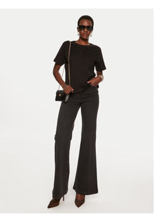 TwinSet - TWINSET Jeansy 242TP2590 Czarny Flare Fit. Kolor: czarny