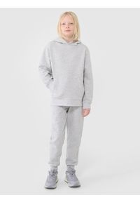 4f - 4F Spodnie dresowe joggery chłopięce - szare 128 (7-8 lat). Okazja: na co dzień. Kolor: szary. Materiał: dresówka. Sezon: lato. Styl: sportowy, casual