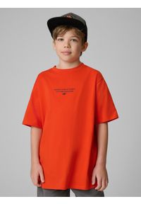 4f - 4F T-shirt loose z nadrukiem chłopięcy - pomarańczowy 158/164 (12-14 lat). Kolor: pomarańczowy. Materiał: materiał. Wzór: nadruk. Sezon: lato #2