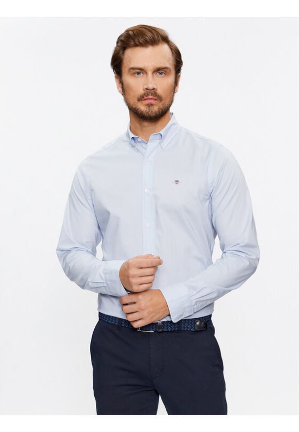 GANT - Gant Koszula Slim Poplin 3000102 Niebieski Regular Fit. Kolor: niebieski. Materiał: bawełna