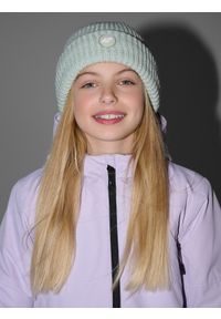 4f - 4F Czapka beanie odblaskowa dziewczęca - turkusowa Uniwersalny. Kolor: turkusowy. Materiał: materiał, syntetyk. Sezon: zima. Styl: casual, klasyczny, młodzieżowy #2