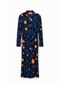 Desigual sukienka midi dopasowana. Materiał: materiał, dzianina, wiskoza. Długość rękawa: długi rękaw. Typ sukienki: dopasowane. Długość: midi #3