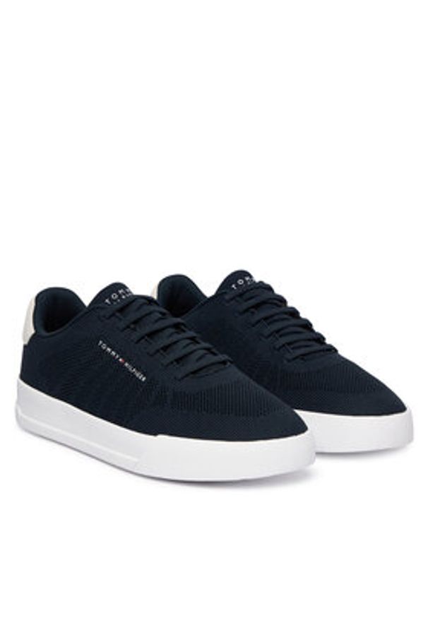 TOMMY HILFIGER - Tommy Hilfiger Sneakersy Th Court Knit FM0FM05823 Granatowy. Kolor: niebieski. Materiał: materiał