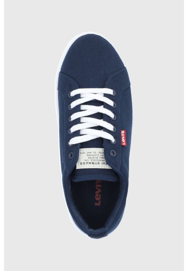 Levi's® - Levi's tenisówki Tijuana 2.0 damskie kolor granatowy. Okazja: na spotkanie biznesowe. Nosek buta: okrągły. Zapięcie: sznurówki. Kolor: niebieski. Materiał: włókno, guma. Obcas: na platformie. Styl: biznesowy