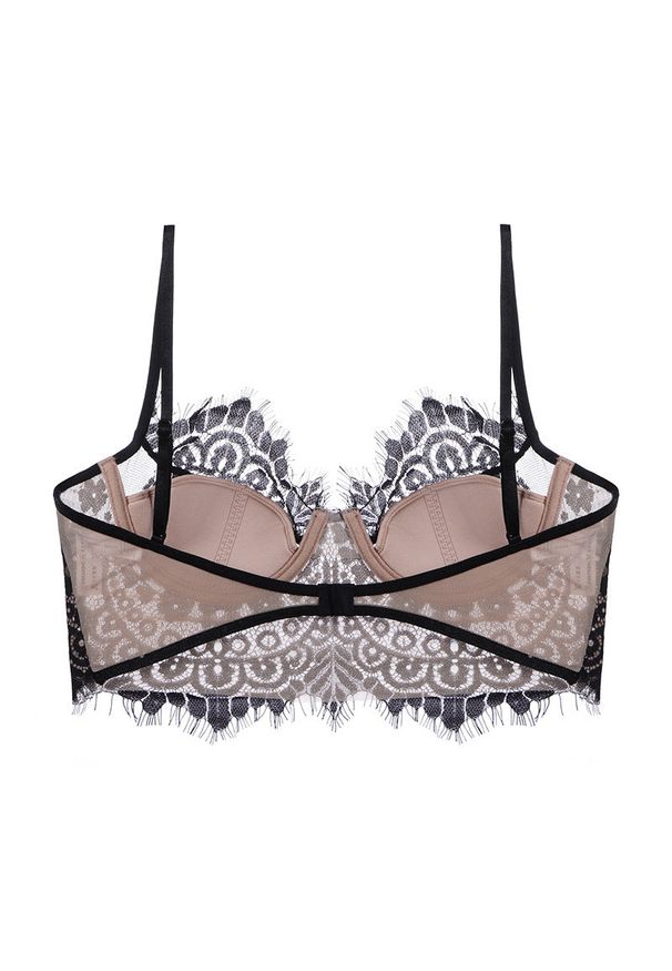 Intica - Biustonosz koronkowy z fiszbinami na co dzień i specjalne okazje Zekija. Kolor: czarny. Materiał: koronka. Rodzaj stanika: biustonosz z fiszbinami. Wzór: koronka