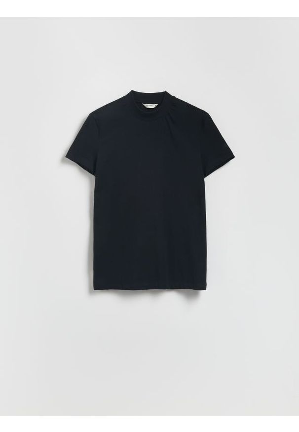 Reserved - Bawełniany t-shirt slim fit - czarny. Kolor: czarny. Materiał: bawełna