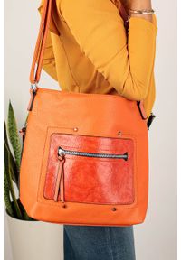 Casu - Pomarańczowa torebka listonoszka z kieszonką z przodu casu ah-92. Kolor: pomarańczowy #1