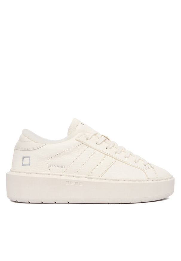 D.A.T.E. Sneakersy Hill Low Fur Platform W431-HPF-MN Écru. Materiał: skóra. Obcas: na platformie