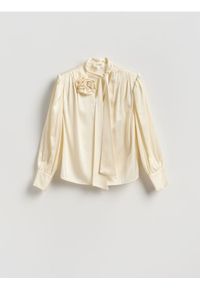 Reserved - Bluzka z ozdobnym wiązaniem - złamana biel. Materiał: wiskoza, tkanina #1