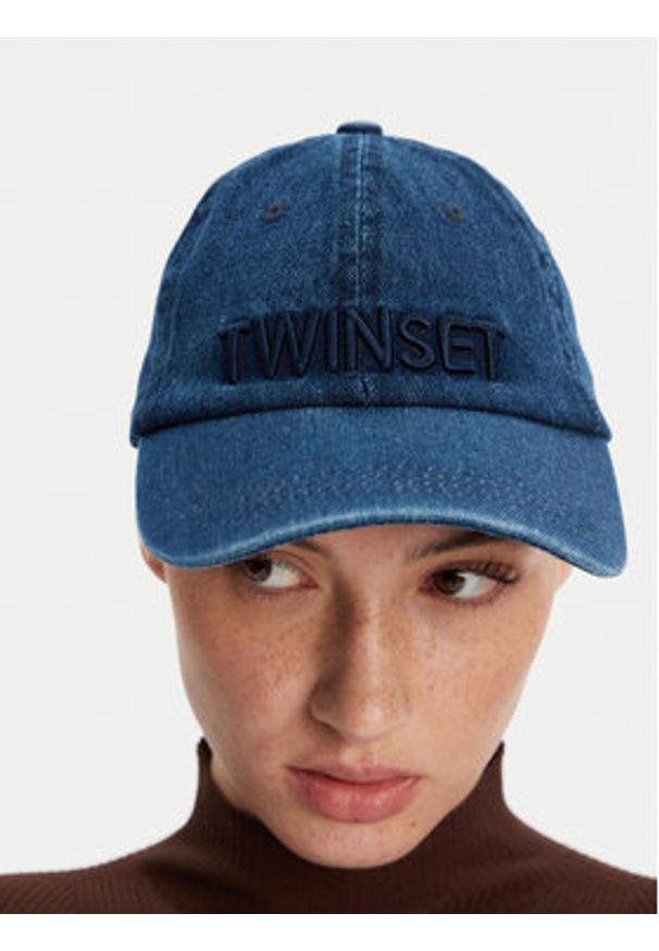 TwinSet - TWINSET Czapka z daszkiem 251LL5BAA Niebieski. Kolor: niebieski. Materiał: bawełna