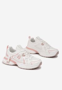 Born2be - Biało-Różowe Sneakersy na Grubej Podeszwie Luccetta. Kolor: biały