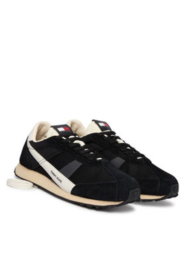 Tommy Jeans Sneakersy Retro Runner Archive Open Mesh EM0EM01715 Czarny. Kolor: czarny. Materiał: skóra, zamsz