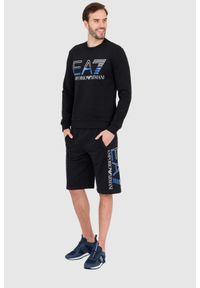 EA7 Emporio Armani - EA7 Czarna bluza męska z niebieskim logo, Rozmiar S. Kolor: czarny #7