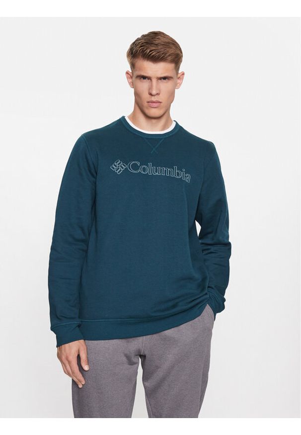 columbia - Columbia Bluza M Logo Fleece Crew Niebieski Regular Fit. Kolor: niebieski. Materiał: bawełna