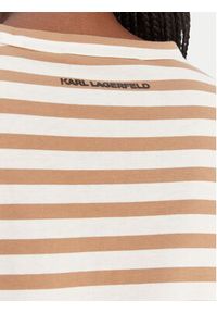Karl Lagerfeld - KARL LAGERFELD Bluzka A1W17137 Beżowy Regular Fit. Typ kołnierza: dekolt w karo. Kolor: beżowy. Materiał: bawełna #3
