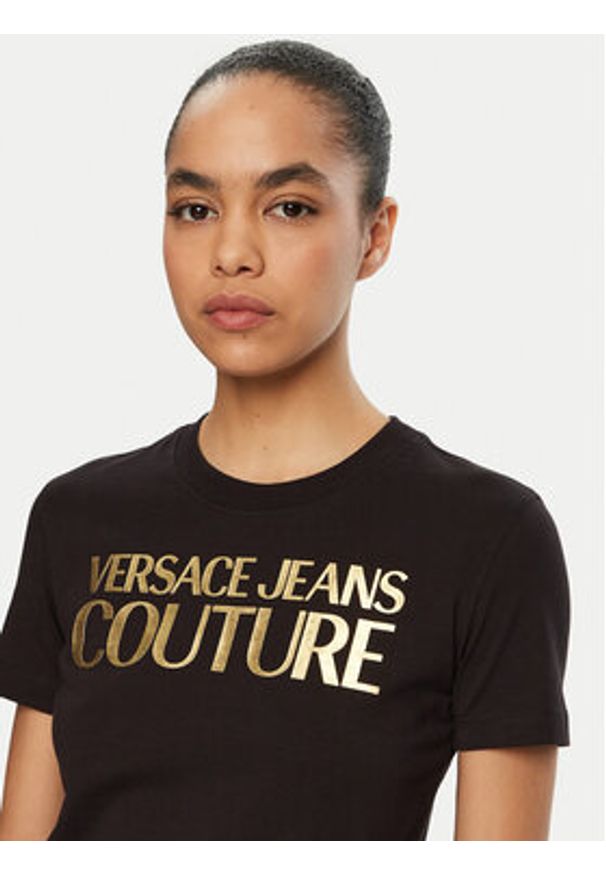 Versace Jeans Couture T-Shirt 78HAHT01 Czarny Regular Fit. Kolor: czarny. Materiał: bawełna