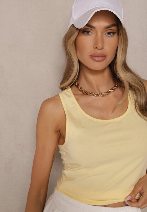 Renee - Żółty Tank Top z Bawełny Basic Emiaris. Okazja: na co dzień, do pracy. Kolor: żółty. Materiał: bawełna. Styl: klasyczny, casual