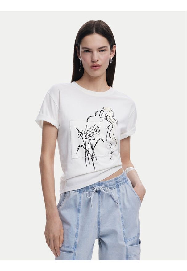 Desigual T-Shirt Paraguay 25SWTKAB Biały Regular Fit. Kolor: biały. Materiał: bawełna