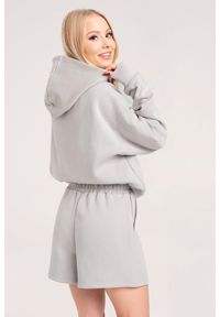 GYM GLAMOUR - Spodenki fitness damskie Gym Glamour dresowe. Kolor: szary. Materiał: dresówka. Sport: fitness