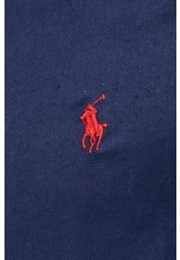 Polo Ralph Lauren koszula lniana męska kolor granatowy slim ze stójką. Typ kołnierza: kołnierzyk stójkowy, polo. Kolor: niebieski. Materiał: len. Długość rękawa: długi rękaw. Długość: długie. Wzór: aplikacja