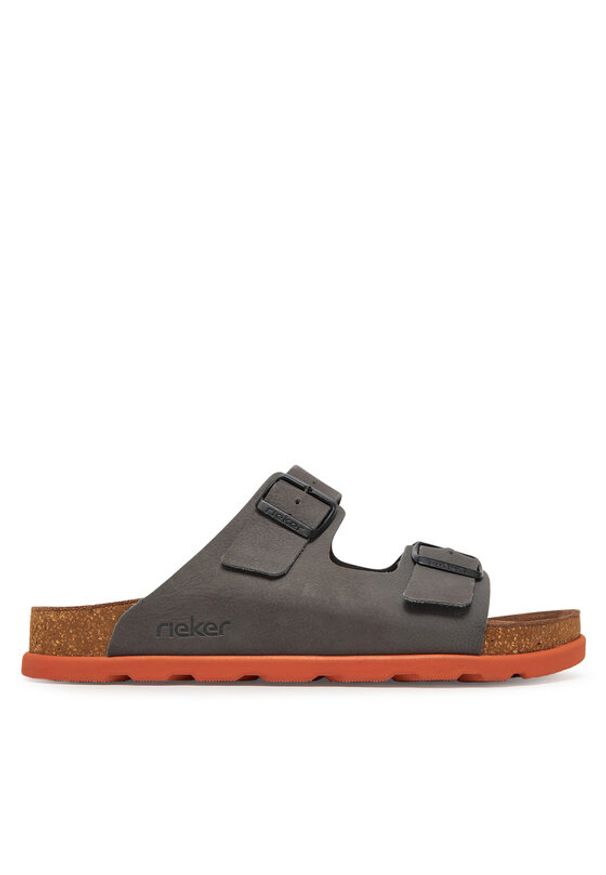 Rieker Klapki 21190-40 Szary. Kolor: szary. Materiał: skóra, nubuk
