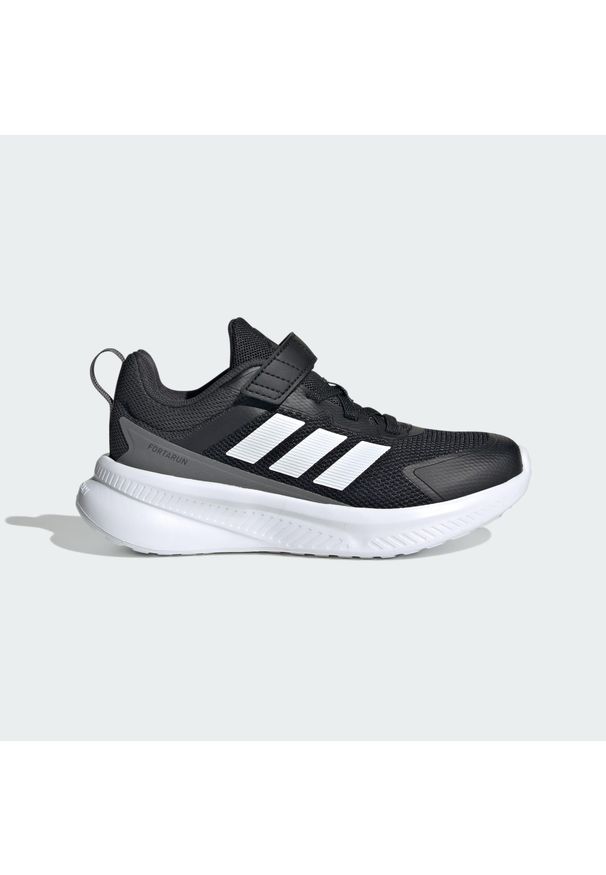 Adidas - Buty dla dzieci Fortarun 4.0. Okazja: na uczelnię. Zapięcie: pasek. Kolor: czarny, szary, biały, wielokolorowy. Sport: joga i pilates