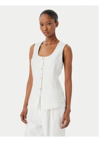 TOMMY HILFIGER - Tommy Hilfiger Top WW0WW49765 Biały Slim Fit. Kolor: biały. Materiał: bawełna #1