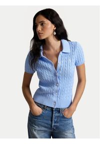 Polo Ralph Lauren Kardigan 211963486500 Niebieski jasny Slim Fit. Typ kołnierza: polo. Kolor: niebieski. Materiał: bawełna #1