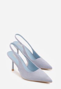 Born2be - Niebieskie Sandały na Szpilce z Imitacji Zamszu z Noskiem w Szpic Fyrlenne. Okazja: na co dzień, na spotkanie biznesowe, na ślub cywilny, do pracy, na wesele. Kolor: niebieski. Materiał: zamsz. Sezon: wiosna, lato. Obcas: na szpilce. Styl: casual, biznesowy, elegancki, klasyczny #2