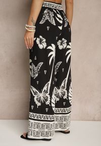 Renee - Czarne Szerokie Spodnie z Gumką w Pasie w Stylu Boho Evirami. Kolor: czarny. Sezon: lato. Styl: boho #5