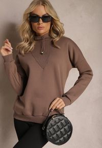Renee - Brązowa Ocieplana Bluza Bawełniana z Półgolfem Heraia. Kolor: brązowy. Materiał: bawełna