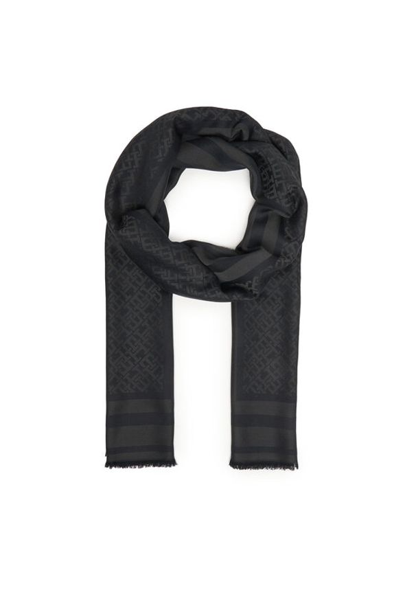 TOMMY HILFIGER - Tommy Hilfiger Szal Th Monogram Scarf AW0AW18273 Czarny. Kolor: czarny. Materiał: materiał