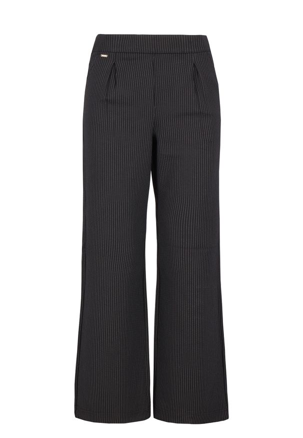 Volcano - Szerokie spodnie R-BRI. Okazja: na spotkanie biznesowe. Materiał: tkanina, elastan, materiał, poliamid, wiskoza. Wzór: prążki, gładki. Styl: biznesowy, elegancki