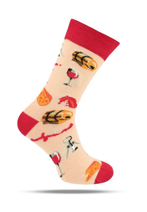 His Story - Skarpetki Bawełniane - Tematyczne - Motyw Wina. Kolor: czerwony, wielokolorowy. Materiał: poliamid, bawełna, elastan