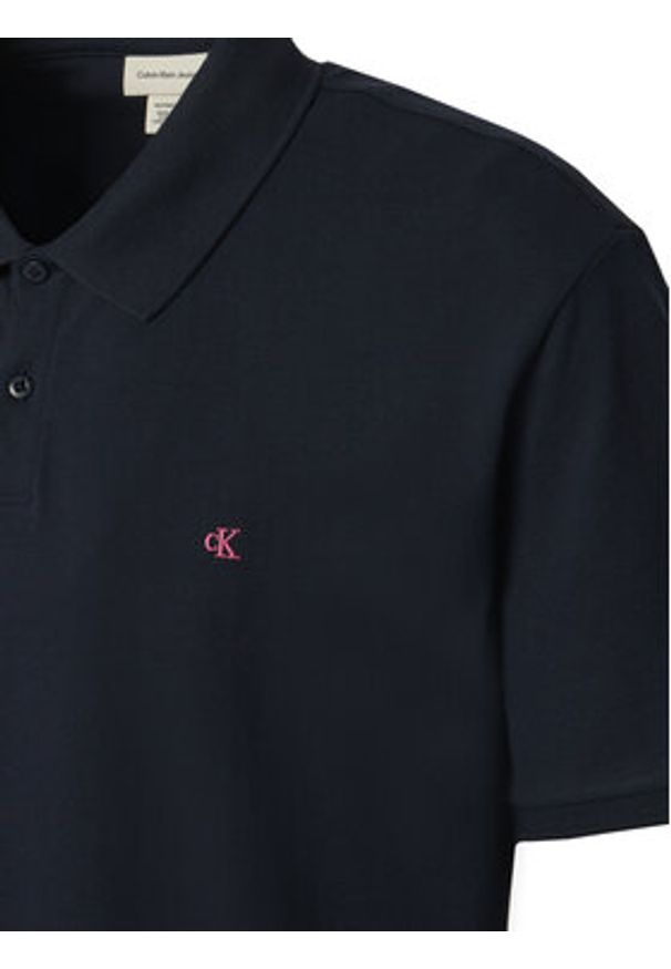 Calvin Klein Jeans Polo LV040EM269 Granatowy Regular Fit. Typ kołnierza: polo. Kolor: niebieski. Materiał: bawełna