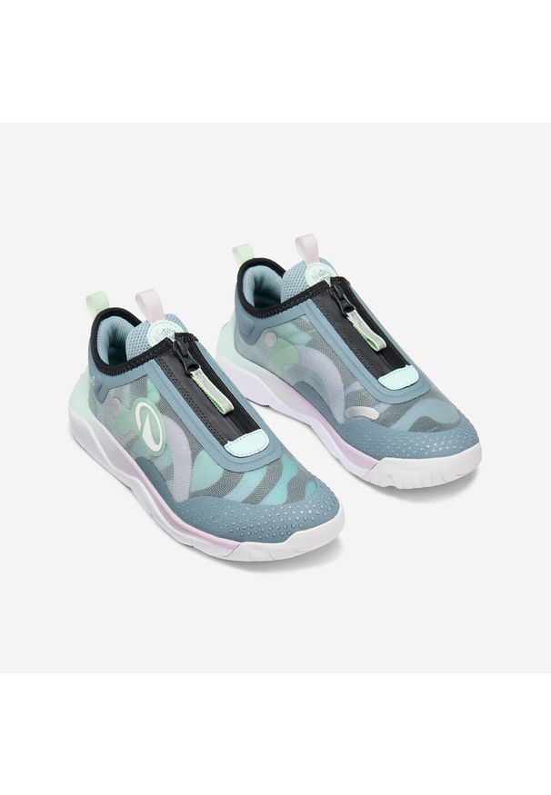 Buty sportowe dla dzieci Decathlon waterproof. Kolor: niebieski, fioletowy, szary, wielokolorowy. Materiał: mesh, materiał. Sport: turystyka piesza