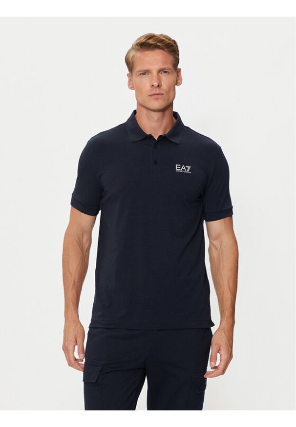 EA7 Emporio Armani Polo 8NPF14 PJVQZ 0562 Granatowy Regular Fit. Typ kołnierza: polo. Kolor: niebieski. Materiał: bawełna