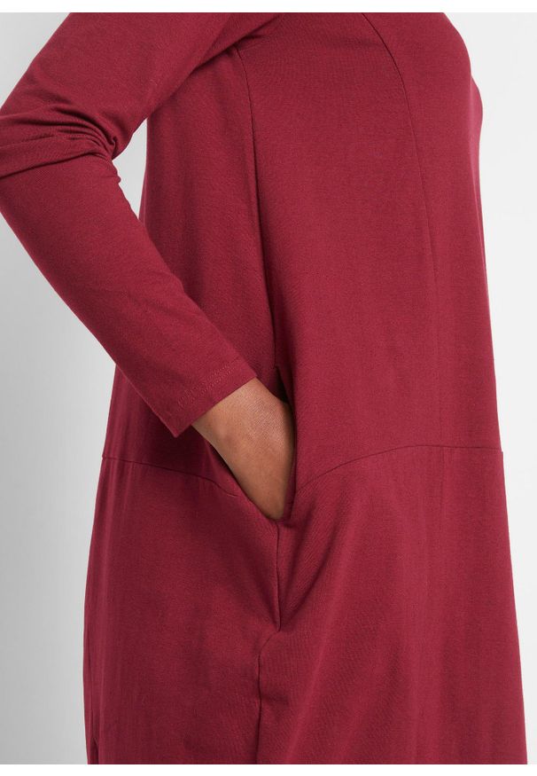 bonprix - Sukienka bombka z dżerseju. Kolor: czerwony. Materiał: jersey, bawełna. Długość rękawa: długi rękaw. Typ sukienki: bombki