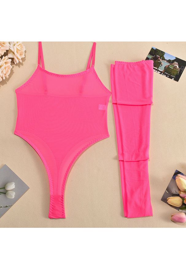 Intica - Body transparentne na wyjątkowe okazje Shemika. Kolor: różowy. Materiał: tkanina, materiał